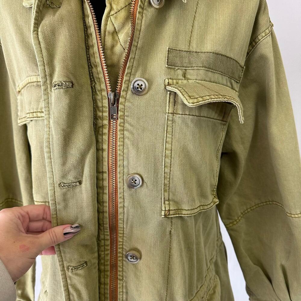 Free People Women's Military Utility Jacket Green XS Casual Winter Coat - Picture 2 of 5
